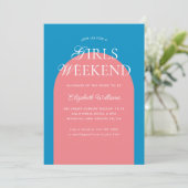 Blue Pink Arch Girls Weekend Junggeselinnen-Abschi Einladung (Stehend Vorderseite)