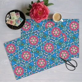 Blue & Pink Art Deco Glasbläserchen Ribbons Elegan Seidenpapier