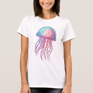 Blue & Pink Artistic Jellyfish Meeresbiologe T-Shirt