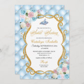 Blue Pink Aschenella Glass Shoe Prinzessin Sweet 1 Einladung (Vorne/Hinten)