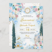 Blue & Pink Aschenputella Princess Fairy Quinceane Einladung (Vorne/Hinten)