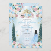Blue & Pink Aschenputtel Fairytale Prinzessin Swee Einladung (Vorne/Hinten)