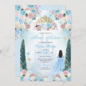 Blue & Pink Aschenputtel Fairytale Prinzessin Swee Einladung (Vorne/Hinten)