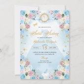 Blue & Pink Aschenputtel Kleid Sweet 16 Einladung (Vorderseite)