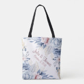 Blue & Pink auf White Wedding Elegance Tasche (Rückseite)