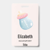 Blue & Pink Baby Flasche Niedlich Ausweis (Back)