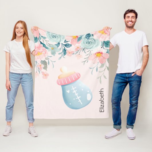 Blue & Pink Baby Flasche Niedlich Fleecedecke (Beispiel)