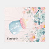 Blue & Pink Baby Flasche Niedlich Fleecedecke (Vorderseite (Horizontal))