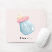 Blue & Pink Baby Flasche Niedlich Mousepad (Mit Mouse)