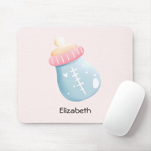 Blue & Pink Baby Flasche Niedlich Mousepad (Mit Mouse)