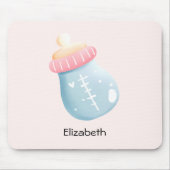 Blue & Pink Baby Flasche Niedlich Mousepad (Vorne)