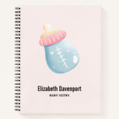 Blue & Pink Baby Flasche Niedlich Notizblock (Vorderseite)