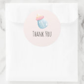 Blue & Pink Baby Flasche Niedlich Vielen Dank Runder Aufkleber (Tasche)