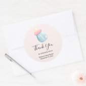 Blue & Pink Baby Flasche Niedlich Vielen Dank Runder Aufkleber (Umschlag)