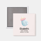 Blue & Pink Baby Flasche Save the Date Niedlich Magnet (Vorderseite/Rückseite)