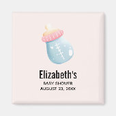 Blue & Pink Baby Flasche Save the Date Niedlich Magnet (Vorne)
