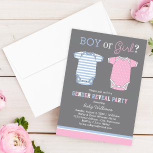 Blue Pink Baby Gender Reveal Party Einladung