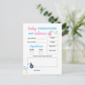Blue Pink Baby Predictions & Advice Quiz Game Card Postkarte (Stehend Vorderseite)