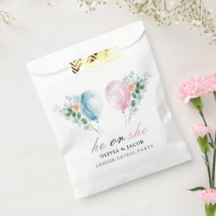 Blue Pink Balloons Gender Reveal Party Geschenktütchen