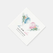 Blue Pink Balloons Gender Reveal Party Serviette (Ecke)