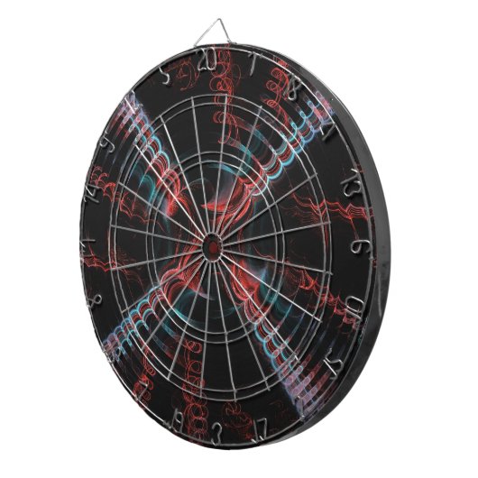 Blue Pink Black Abstrakt Spiral Fraktal Dart Board Dartscheibe (Vorderseite rechts)