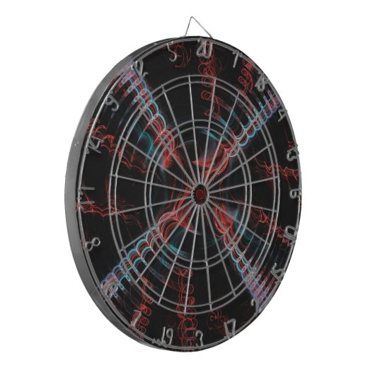 Blue Pink Black Abstrakt Spiral Fraktal Dart Board Dartscheibe (Vorderseite Links)