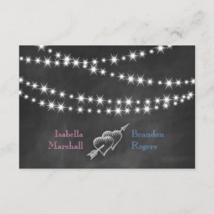 Blue & Pink Blackboard Twinkle Lights UAWG. RSVP Karte