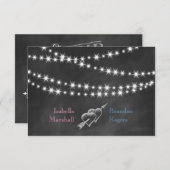 Blue & Pink Blackboard Twinkle Lights UAWG. RSVP Karte (Vorne/Hinten)