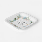 BLUE PINK BLOMING BLUME BRIDAL MONOGRAM PAPPTELLER (Gewinkelt)