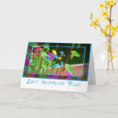 Blue-Pink-Blume-Card Karte (Gelbe Blume)