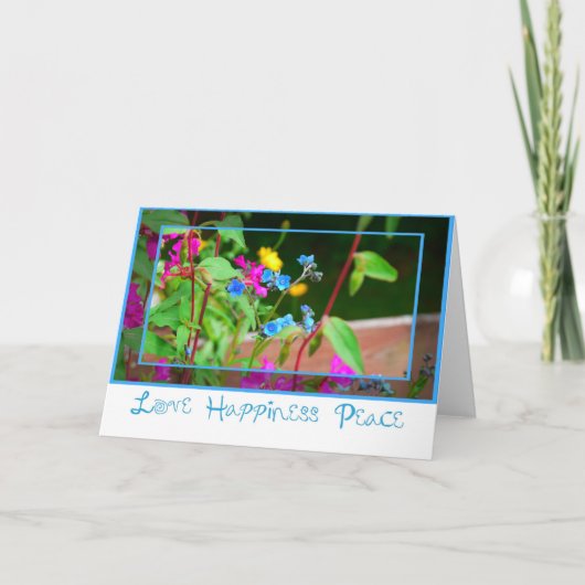 Blue-Pink-Blume-Card Karte (Vorderseite)