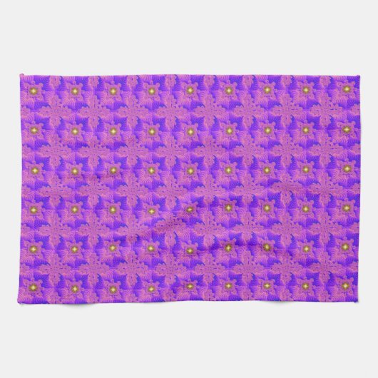 Blue Pink Blume in 3D , Artdeco Geschirrtuch (Horizontal)