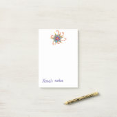 Blue Pink Blume Individuelle Name Post-it Klebezettel (Auf Schreibtisch)