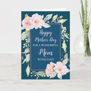 Blue Pink Blume Mama Happy Mother Day Card Karte