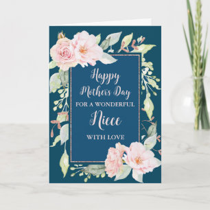 Blue Pink Blume Niece Happy Mother Day Card Karte