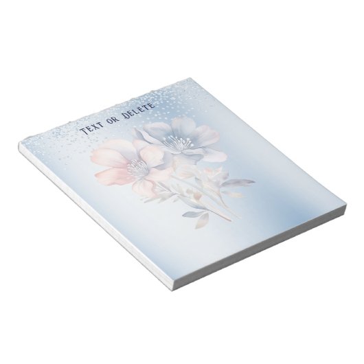 Blue Pink-Blume Notepad Notizblock (angewinkelt)
