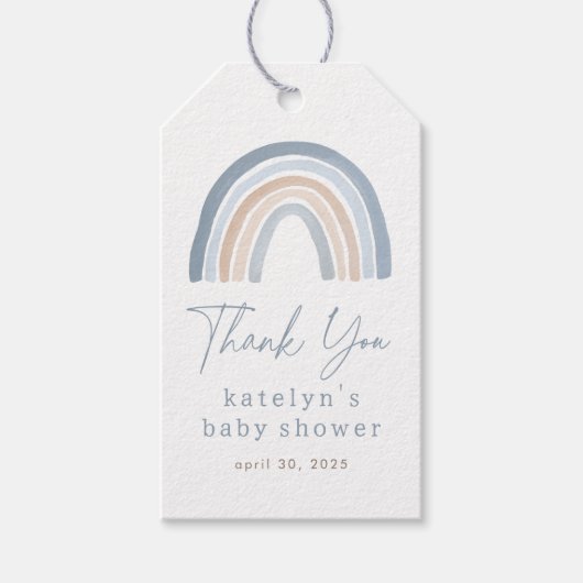 Blue Pink Boho Rainbow Baby Dusche Geschenkanhänger (Vorderseite)