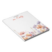Blue pink Boho Wasserfarben Border Personalisiert Notizblock (angewinkelt)