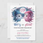 Blue Pink Boo y oder Ghoul Halloween Gender Reveal Einladung (Vorderseite)