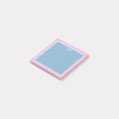 Blue Pink Borders Monogrammed Post-it Klebezettel (angewinkelt)