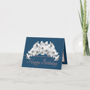 Blue Pink Bouquet White Daffodils Happy Birthday Karte