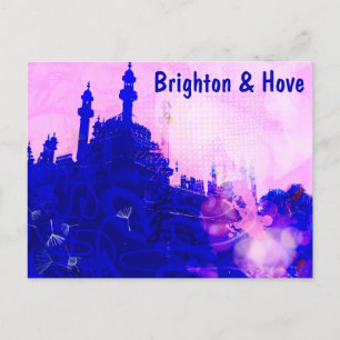 Blue & Pink Brighton Pavillon Screenprint Postkarte