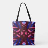Blue Pink Brown Geometric Art Déco Mustershop Tasche (Rückseite)