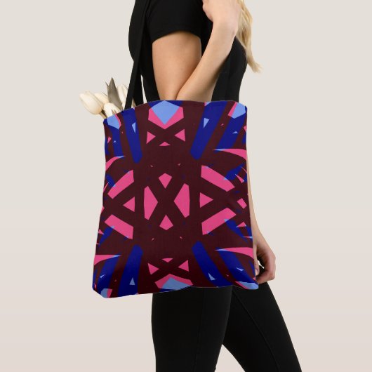 Blue Pink Brown Geometric Art Déco Mustershop Tasche (Von Nahem)