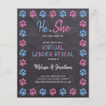 Blue Pink Chalkboard Virtual Gender Reveve