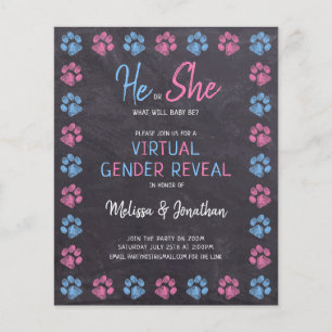 Blue Pink Chalkboard Virtual Gender Reveve