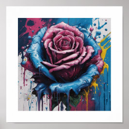 Blue Pink Chaos Rosen Poster