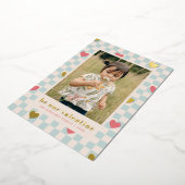 Blue Pink Checkerboard Herz Valentine's Day Card Folien Feiertagskarte (Gedreht)