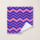Blue Pink Chevron Zigzag Design  Badhandtuch Set (Waschlappen)