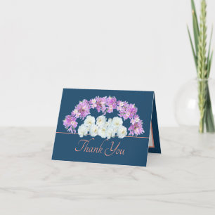 Blue Pink Chic Rose Crocuses Garland Vielen Dank Karte